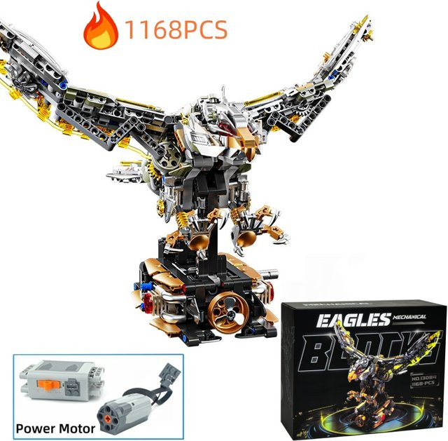 HUATEC Mechanisches Adler Bausteine Set mit Power Motor, Mehrfarbiges MOC Tier Modell Kit aus Kunststoff - Bild 1