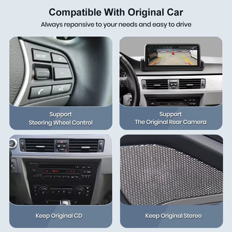 Junsun Multimedia Player mit Linux System für BMW 3er E90 E91 E92 E93, Drahtloses CarPlay und Android Auto mit IPS Touchscreen, Schwarz - Bild 6