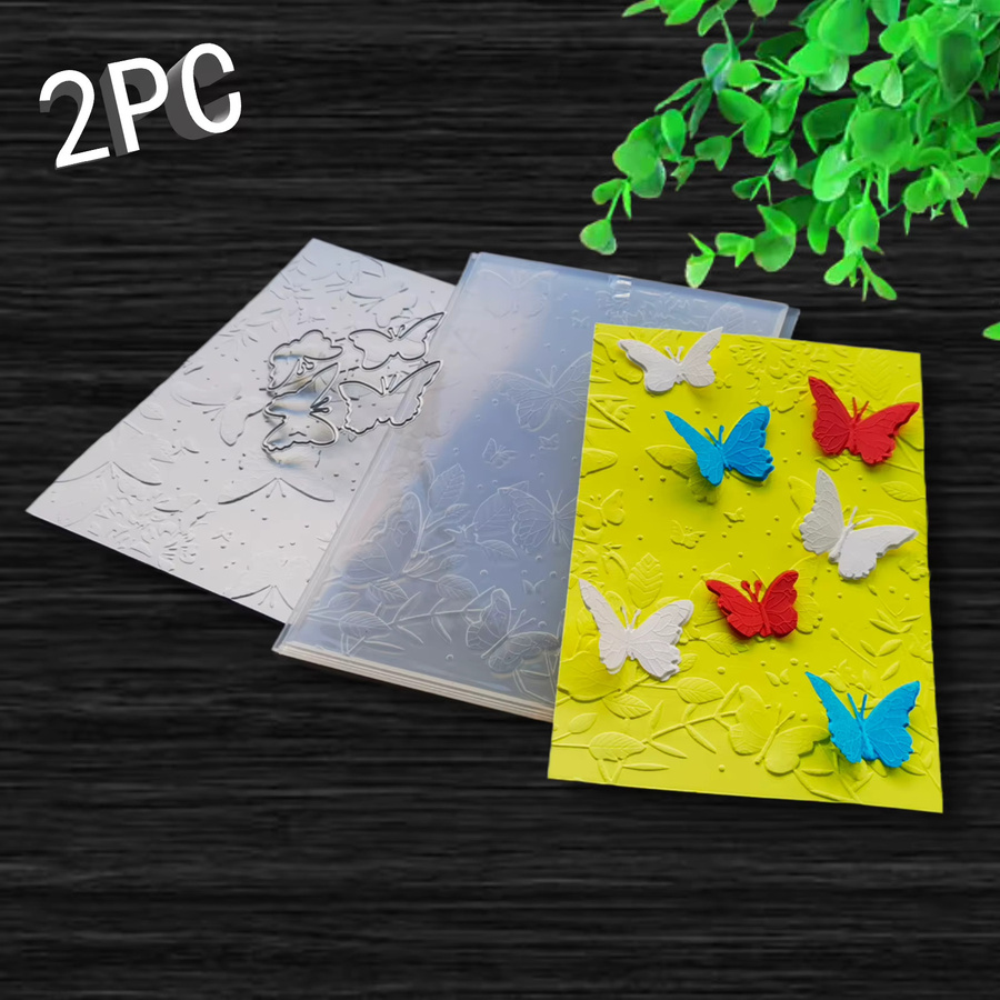 2-teiliges Set aus 3D-Reliefordnern mit Schmetterlingsstruktur und Metallschneideschablonen - Bild 3