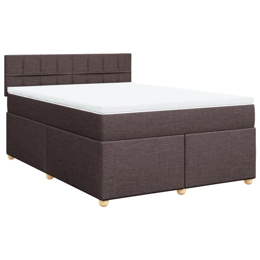 vidaXL Boxspringbett mit Matratze Dunkelbraun B/T/H: 140 x 190 cm, Hybrid-Design mit USB-Anschluss und Unterbettbeleuchtung - Bild 2