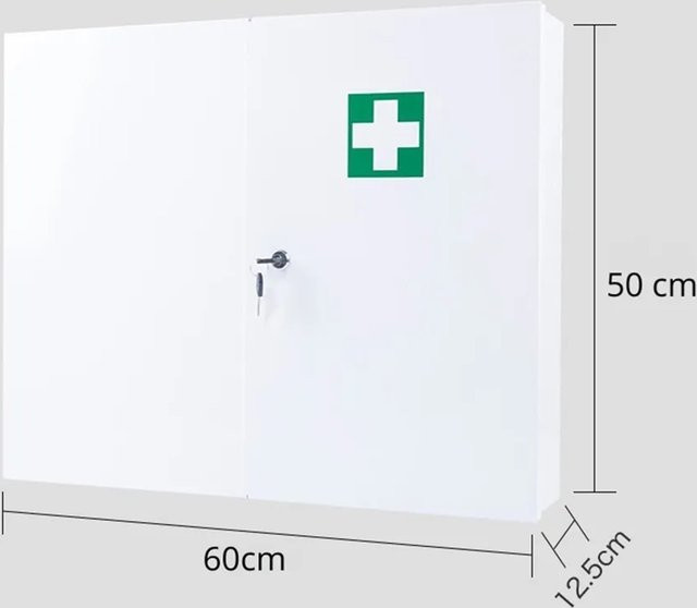 Euroshowers Medizinschrank aus Stahl mit Doppeltür in Weiß, B: 60 cm, H: 50 cm - Bild 1