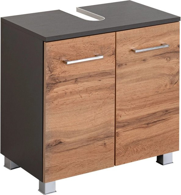 Held Möbel Waschbeckenunterschrank Molina Badezimmer Wotaneiche-Graphitgrau Breite: 60 cm - Bild 1