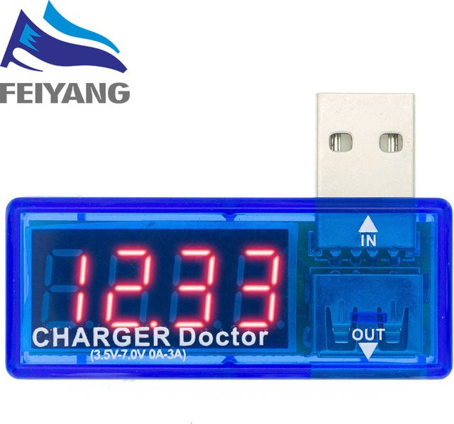 SAMIROB Mini USB Strom- und Spannungsprüfer mit Digitalanzeige in Blau - Bild 1