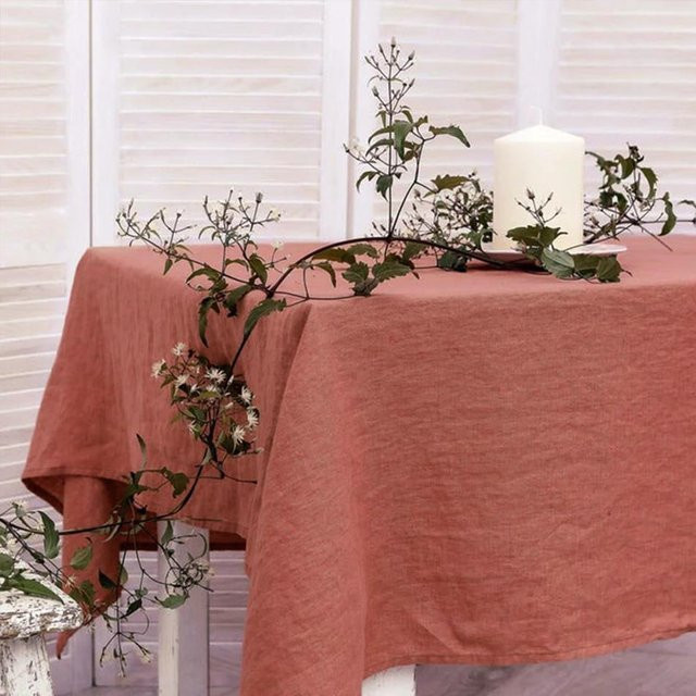 YT Daily Necessities Tischdecke aus 100% reinem Leinen in Terra Cotta, B/B: 90 x 90 cm - Bild 1