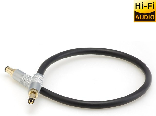 USA Classic Hifi Linear DC-Stromkabel mit vergoldeten GX16-2 Steckern, 2x1mm OFC-Leiter, Schwarz - Bild 1