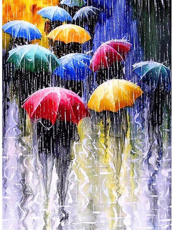 FIYO Diamond Painting 5D DIY Set mit Regenschirm Motiv, mehrfarbig, B/H: 30 x 20 cm - Bild 1