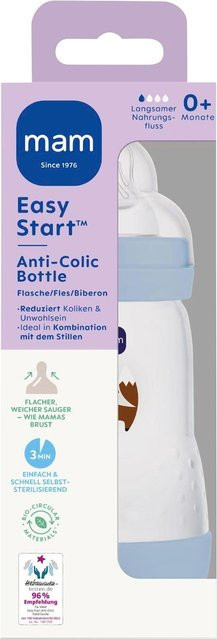 MAM Babyflasche Easy Start mit Anti-Kolik-Ventil, 260 ml, Blau-Weiß - Bild 1