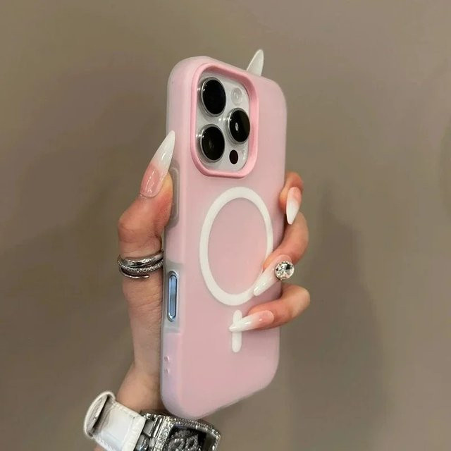 Magnetische 2-in-1 Silikon-Hülle für Apple iPhone in Pink mit mattem Finish - Bild 1