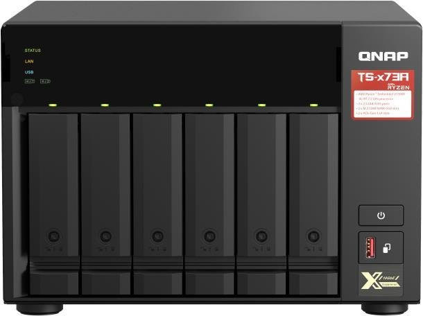 QNAP TS-673A NAS-Server in Schwarz mit 6 Schächten, 8 GB RAM, SATA 6Gb/s sowie Gigabit und 2.5 Gigabit Ethernet - Bild 1