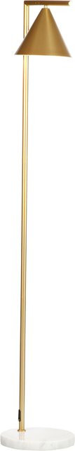 HOMCOM Stehlampe aus goldenem Stahl mit Marmorsockel und verstellbarem kegelförmigem Lampenschirm, Farbe: Gold/Weiß, Höhe: 153 cm - Bild 1