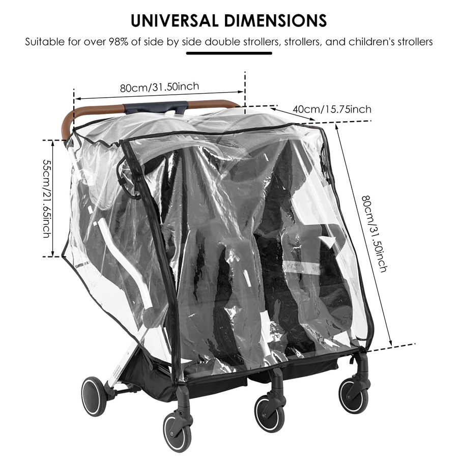 Ardo Transparenter Regenschutz für Zwillings-Kinderwagen als universeller Wind- und Staubschutz - Bild 3