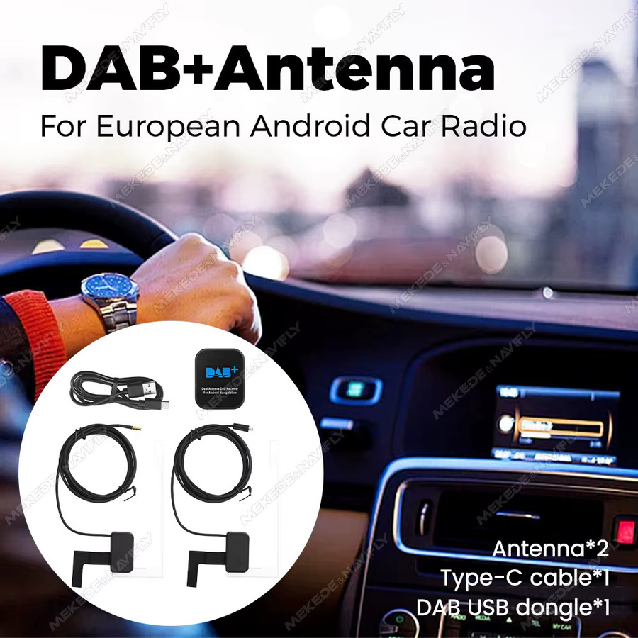 MEKEDE Dual DAB+ Antennen Adapter mit Typ-C und MCX Schnittstelle für Android Autoradio und Navi, Schwarz - Bild 2