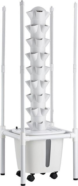 Hydroponischer Turm von Buying Solutions, MB mit 45 Töpfen und 9 Ebenen, Vertikales Anbausystem mit LED-Wachstumslicht, App-Steuerung und Rollen, Farbe: Weiß, Wassertank: 20 l - Bild 1