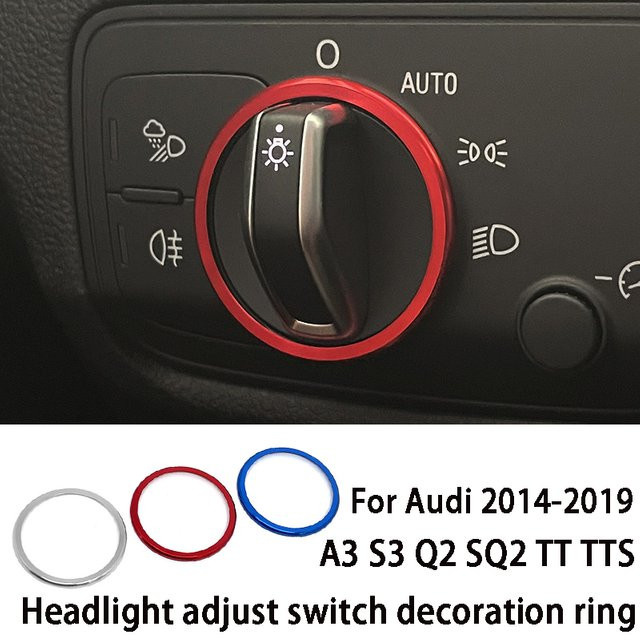 Kosero Scheinwerfer Einstellen Schalter Dekoration Ring Aufkleber für Audi A3 V8 S3 Q2 Sq2 Tt Tts Innenraum Zubehör Trim Streifen - Bild 1