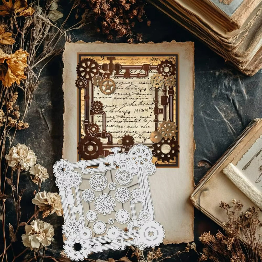 10 Stück Steampunk Stanzformen aus Metall in Silber für die Kartenherstellung mit Eckprägeschablonen und Rahmen-Vorlagen - Bild 2