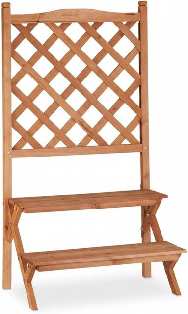 Relaxdays Blumentreppe mit Rankgitter aus Tannenholz in Natur, H: 109,5 cm, B: 61 cm, T: 40 cm - Bild 1