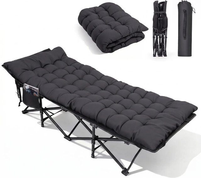 Sekey Campingbett Klappbar mit Matratze aus Perlschaum und Oxford-Gewebe, Schwarz, B/T/H: 190 x 71 x 35 cm - Bild 1