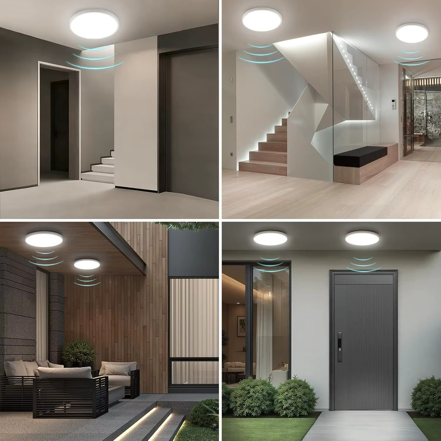 5er Set Oraymin LED-Deckenleuchten mit Radar-Sensor und Fernbedienung, 18W, 1800LM, 4000K, IP54, Weiß, Durchmesser: 23 cm - Bild 6