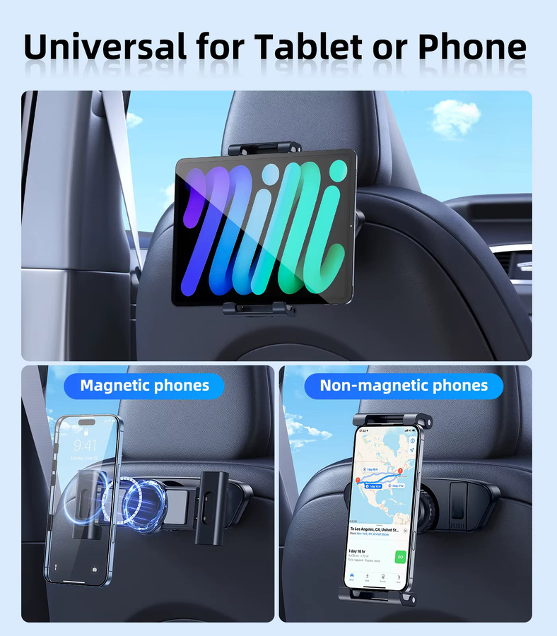 Eary Magnetische iPad und Tablet Halterung für Tesla Model 3 Highland und Model Y Juniper, Auto-Rücksitz-Kopfstützen-Halterung für 4,7 bis 12,9 Zoll Geräte, Schwarz - Bild 3