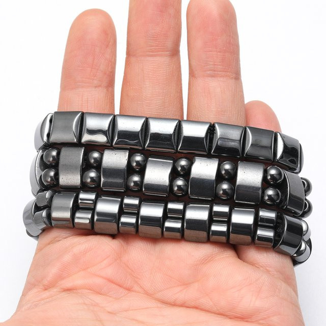 SANSHI Armband, Hämatit-Perlen, Edelstahl, Schwarz, Unisex - Bild 1