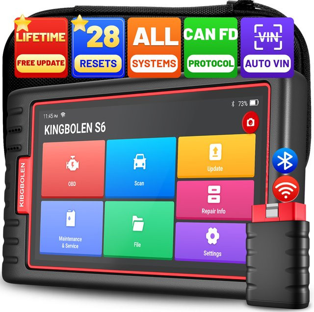 KINGBOLEN S6 CAN FD Bluetooth Auto-Diagnosewerkzeug OBD-Scanner mit 28 Reset-Funktionen in Schwarz - Bild 1