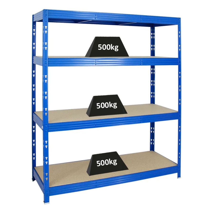 PROREGAL Profi Schwerlastregal Rhino mit 4 verstellbaren Spanplatten-Ebenen, Blau, H x B x T: 180 x 160 x 60 cm - Bild 2