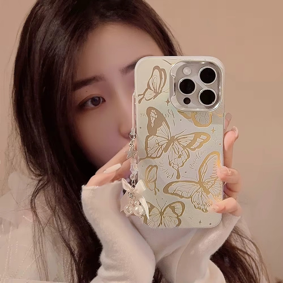 Deluxe Laser Butterfly Handyhülle für Apple iPhone 15 14 Plus 13 12 Pro Max 11 mit Lanyard und Laser Bumper Protector Case - Bild 2