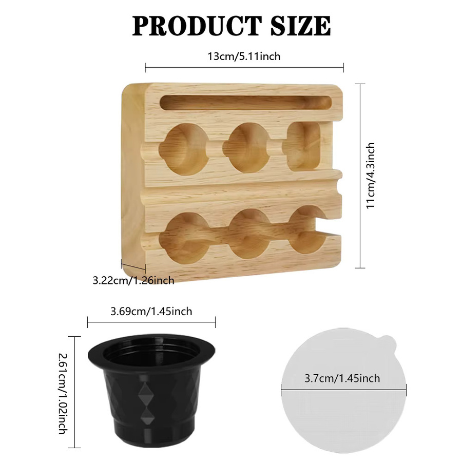 Füll- und Verschlussständer für Kaffeekapseln aus Holz in Beige, Aufbewahrungshalter für Kaffeepads kompatibel mit Nespresso Original Pods - Bild 2