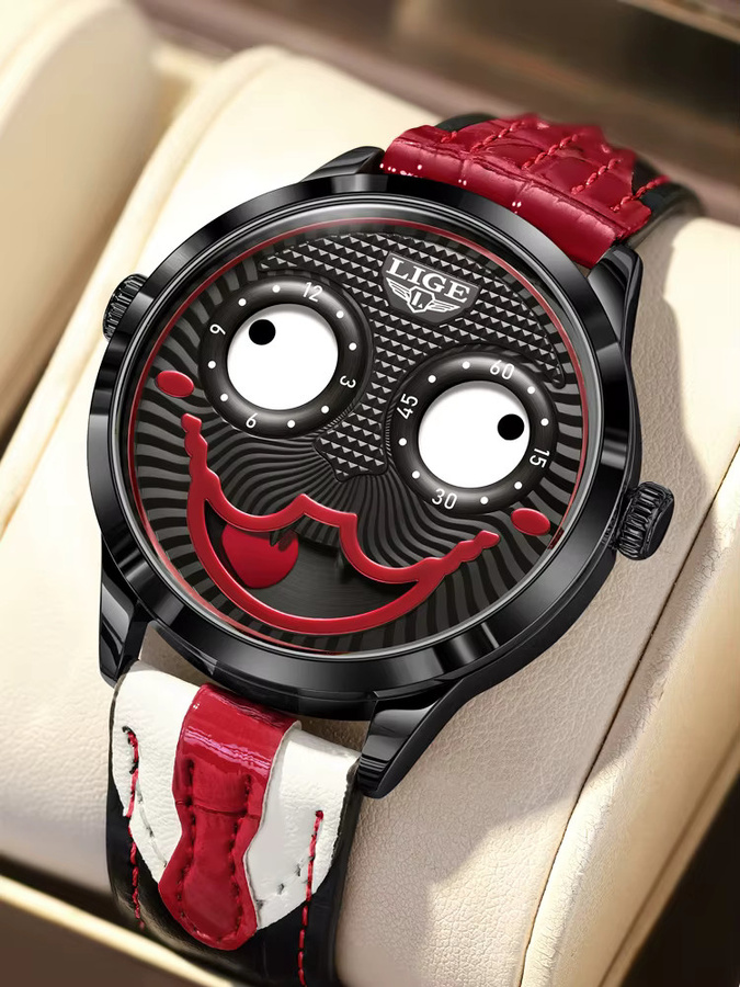 LIGE Armbanduhr Quarz, Leder, Grün, Mondphasen, Herren - Bild 5