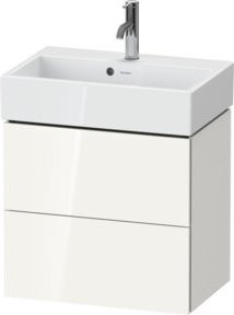 Duravit Waschtischunterschrank Compact L-Cube, weiss hochglanz, wandhängend, 2 Schubladen, B/T/H: 58,4 x 39,1 x 54,4 cm - Bild 1