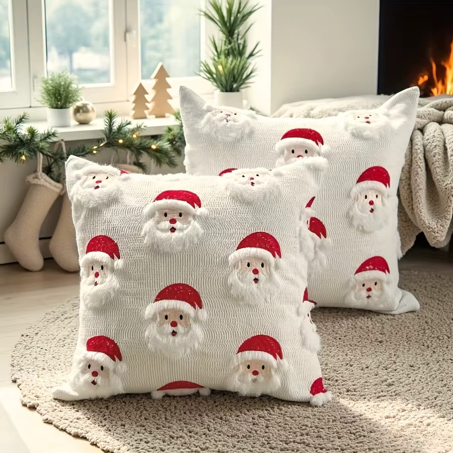 DUTRIEUX Weihnachtliches 3D Santa Claus Kissen mit Bezug aus Polyester, Weiß, B/T/H: 45,72 x 45,72 x 45,72 cm - Bild 2