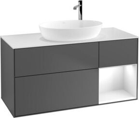 V&B Waschtischunterschrank Finion mit Wandbeleuchtung, Anthrazit lackiert, Breite: 120 cm, Tiefe: 50,1 cm, Höhe: 50,1 cm - Bild 1