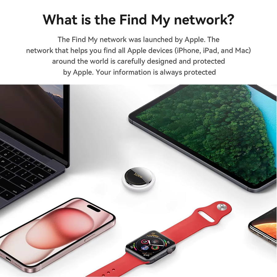 HOCO E91B Smart Tracker Case für Apple Find My Network, Anti-Lost Device Finder, flaches Klebe-Design für AirTags, erhältlich in Schwarz oder Weiß - Bild 5