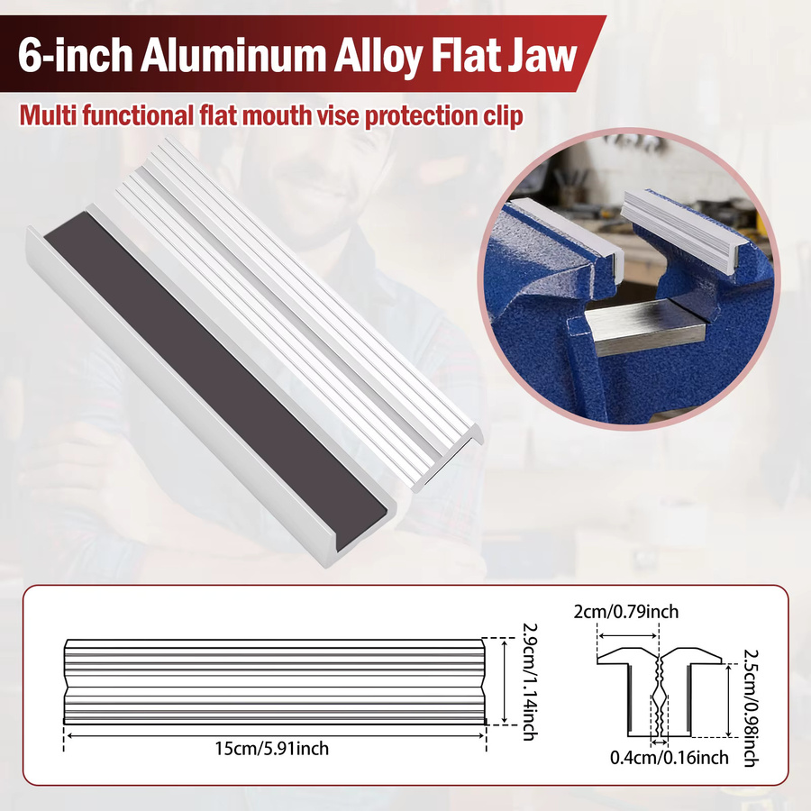 Hands DIY Magnetische Schraubstock-Backenprotektoren aus Aluminiumlegierung in Silber, 1 Paar - Bild 2