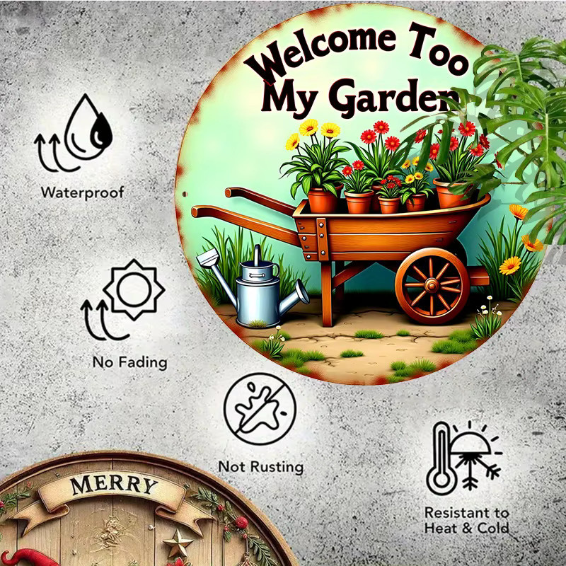 Potdemiel Welcome to My Garden Schild aus Aluminium mit buntem Blumenmuster in Vintage-Optik, B/H: 20,3 x 20,3 cm - Bild 4