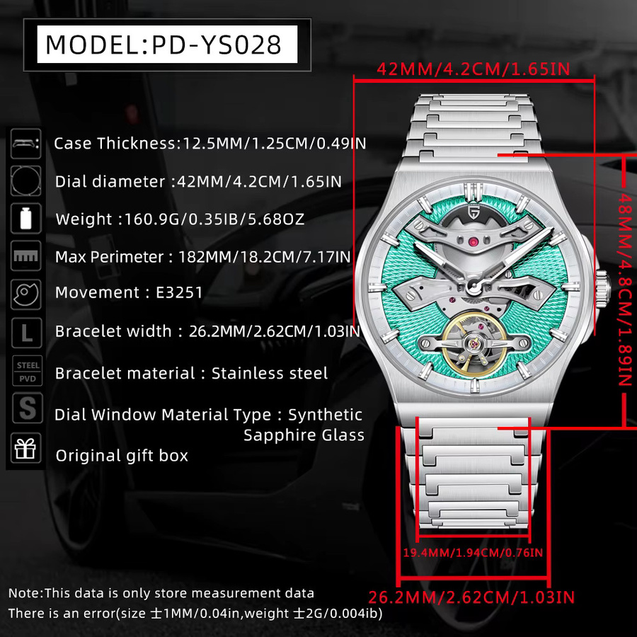 PAGANI DESIGN Automatik-Armbanduhr, Edelstahl, 42 mm, Herren, Grün - Bild 4