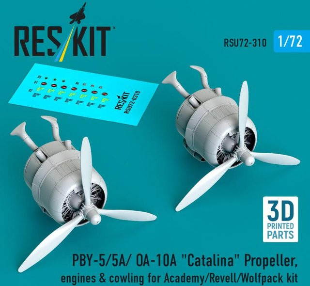 Academy PBY-5/5A/ OA-10A Catalina Propeller, engines & cowling, 3D printed - Bild 1