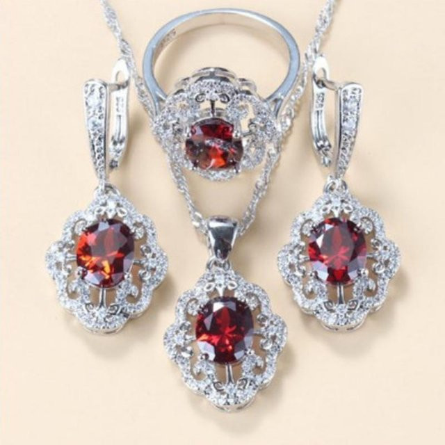 YIRAN Schmuck-Set, Kupfer, Silber, Zirkonia, Kristall, Unisex - Bild 1