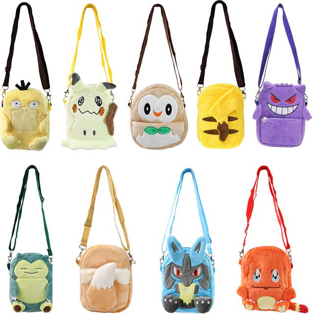 TAKARA TOMY Pokémon Gengar Plüsch Umhängetasche, Pikachu Rowlet, Bunt / Mehrfarbig - Bild 1