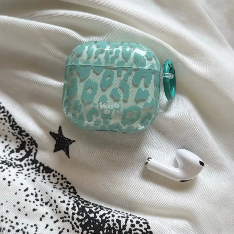 Transparente Apple AirPods Schutzhülle im Korean Ins-Style mit grünem Leopardenmuster und Ring für AirPods 1 2 3 4 Pro Pro2 Pro3 - Bild 4