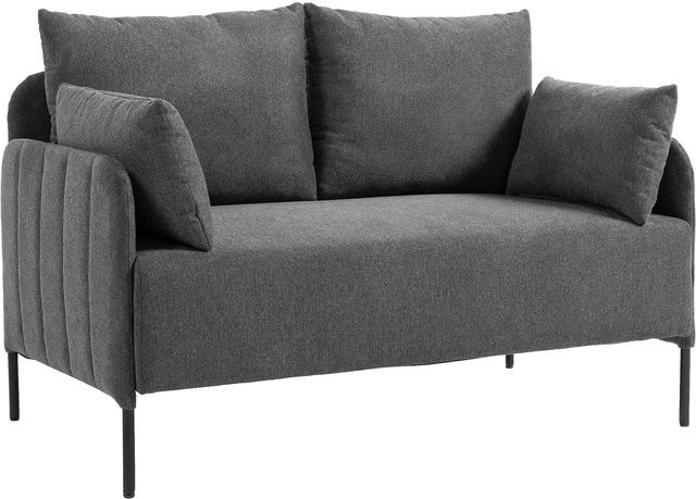 CLP 2-Sitzer Couch Ziden, gepolstertes Sofa in Grau mit Kissen für dein Wohnzimmer - Bild 1