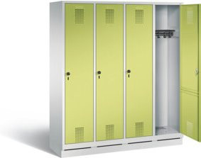 C+P Garderobenschrank Evolo aus Stahl mit Türen, Farbe: Front Viridingrün, Korpus Lichtgrau, H x B x T: 180 x 159 x 50 cm - Bild 1