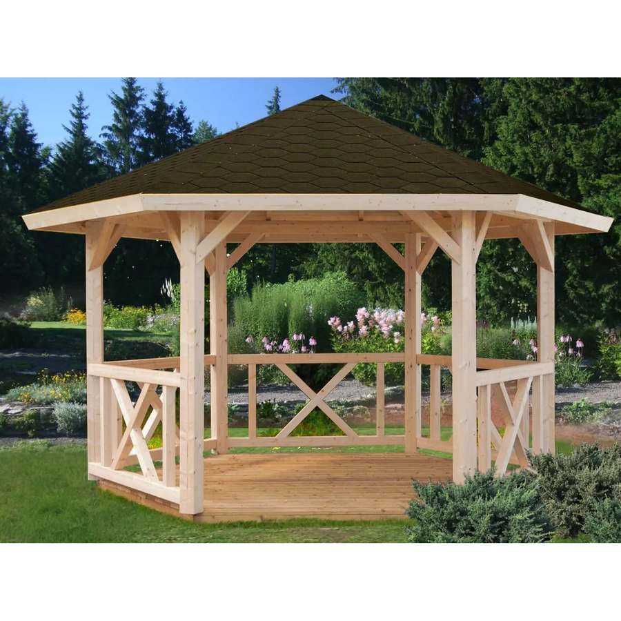 Palmako Holz-Pavillon Betty aus Fichtenholz in Braun, B/B: 337 x 337 cm - Bild 2