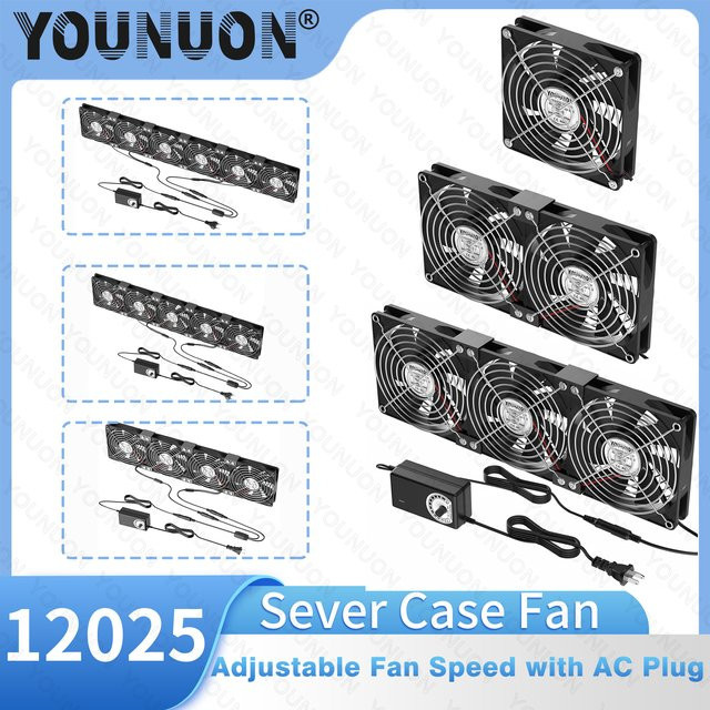 YOUNUON Server-Kühlsystem Lüfter-Set in Schwarz für BTC-Mining-Maschinen und Workstations mit 120 mm Gehäuselüftern - Bild 1