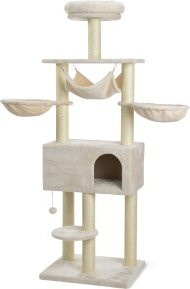 AniOne Kratzbaum Sarah in Beige für Mehrkatzenhaushalte mit integriertem Spielzeug und ersetzbarem Sisal, H x B x T: 178 x 62,5 x 62,5 cm - Bild 1