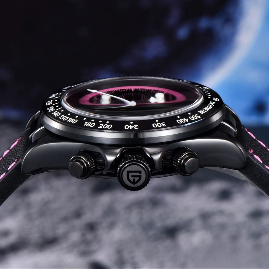 PAGANI DESIGN Chronograph, Quarz, Schwarz-Rosa, Leder, Herren - Bild 3