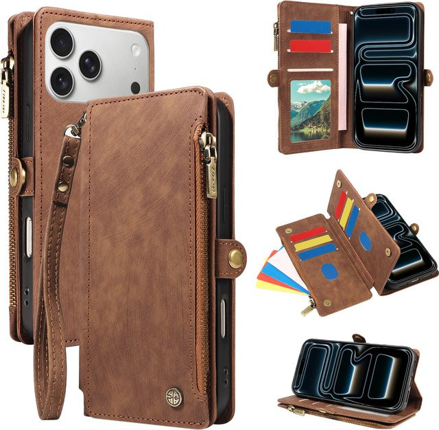 Magnetische PU-Leder Handyhülle für Samsung Galaxy A56 A36 A35 A26 A17 A16 A13 A12 mit Kartenfächern und RFID-Schutz als Brieftaschen-Cover in Grau und Braun - Bild 1