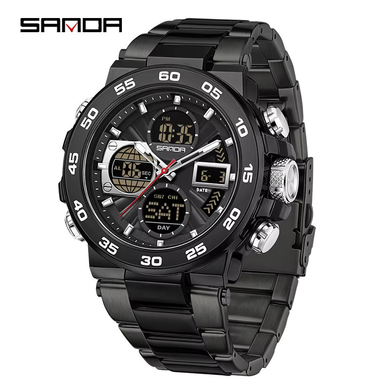 SANDA Armbanduhr Dual Display, Quarz, Stahlband, Herren - Bild 7