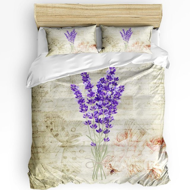 JMG Household Supplies Bettwäscheset Lavendel Romantik mit Kissenbezug, Lila Blumenmuster, Microfaser, B/H: 135 x 200 cm - Bild 1