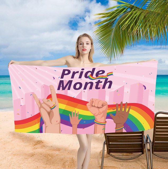 JMG Household Supplies Regenbogen LGBT Strandtuch aus Mikrofaser, Mehrfarbig, Breite: 75 cm, Länge: 150 cm - Bild 1